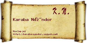 Karaba Nándor névjegykártya