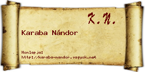 Karaba Nándor névjegykártya